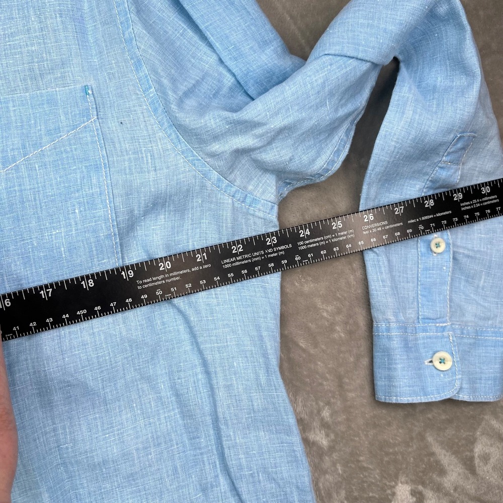 Tommy Bahama Sea Glass Breezer Linen Shirt Men Large Blue Breathable Logo Pocket - Picture 7 of 12